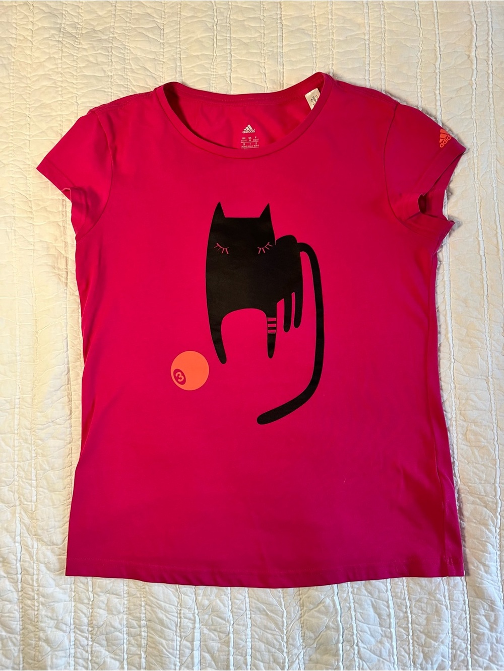 Adidas Bright Pink Black Cat Graphic Tee